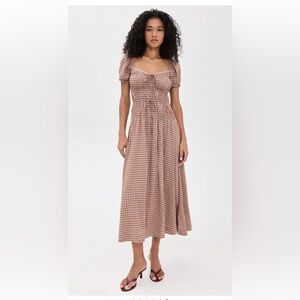 Reformation Tan Gingham Maxi Dress